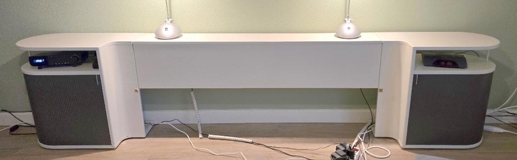 auronde achterwand met 2 schuif-nachtkastjes, Ophalen, Gebruikt, 55 tot 70 cm, 65 cm of meer