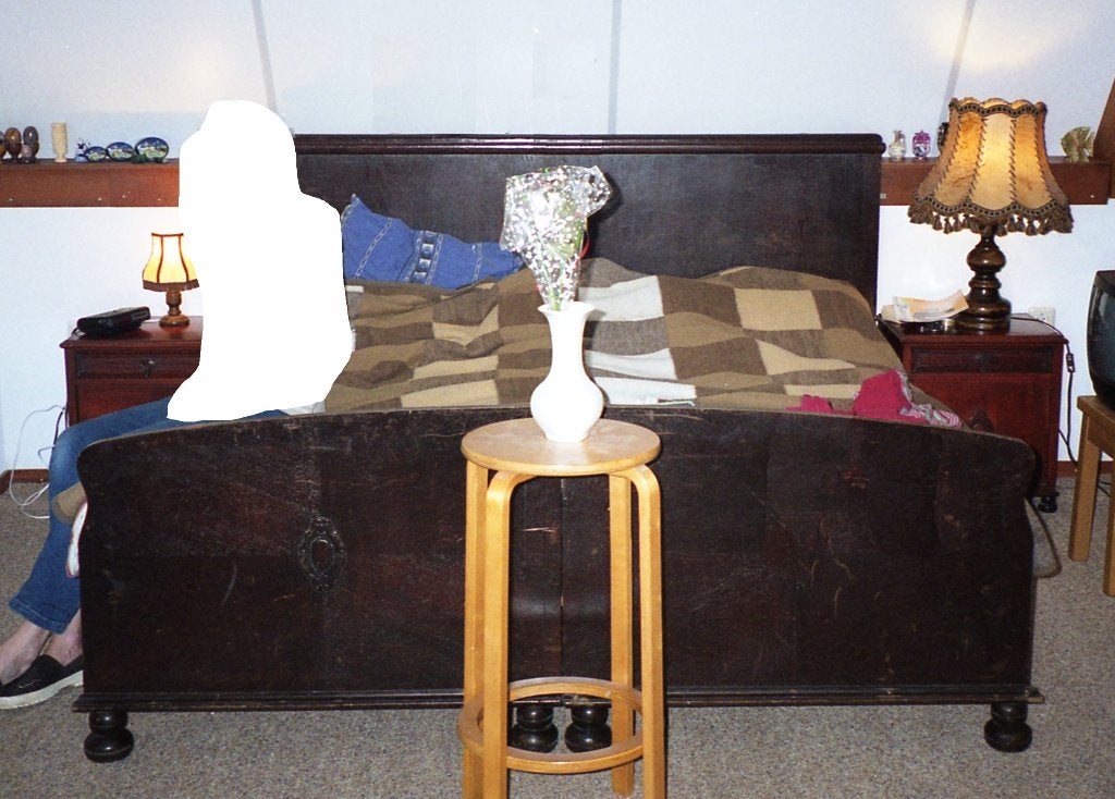 Klassiek eikenhouten bed uit 1935 en twee Auping spiralen, Ophalen, Gebruikt, Bruin, Tweepersoons