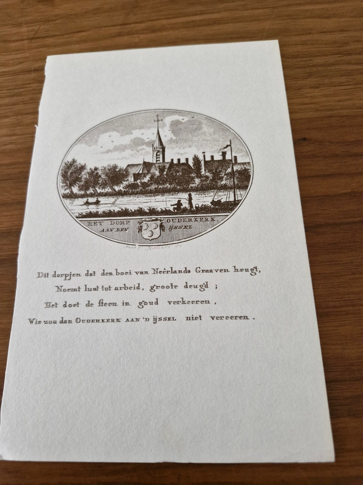 Ouderkerk aan den IJssel Prent met Gedicht, Gebruikt, Ophalen of Verzenden, Gebouw, Voor 1940