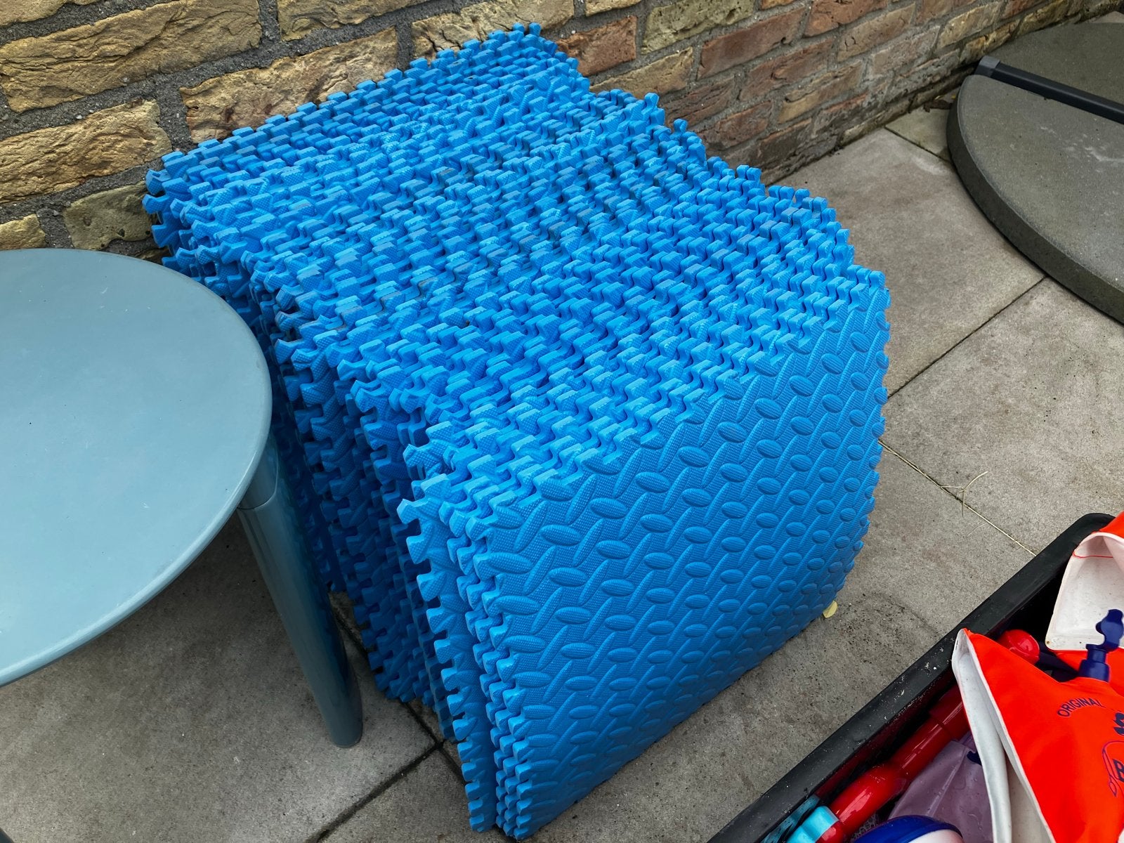 54x Blauwe foam zachte tegels matten, Ophalen of Verzenden, Gebruikt, Speelkleed