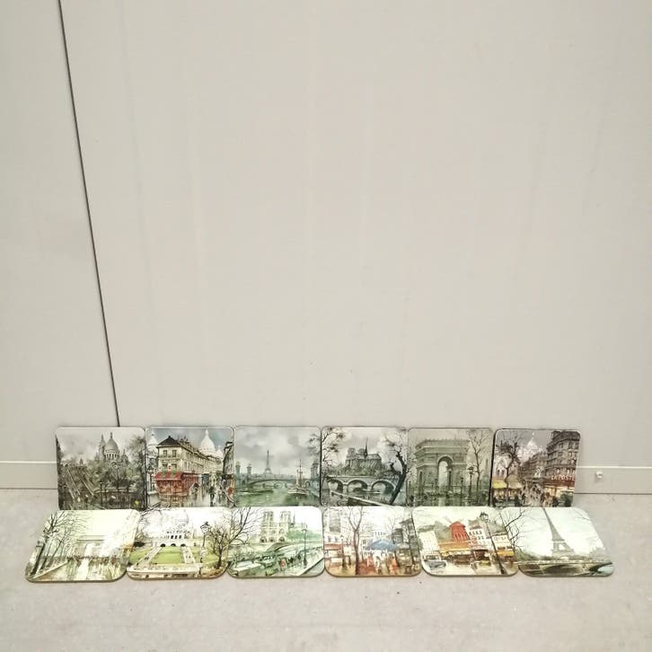 12x Parijs Onderzetters | 9.5 x 9.5 cm | Mancave