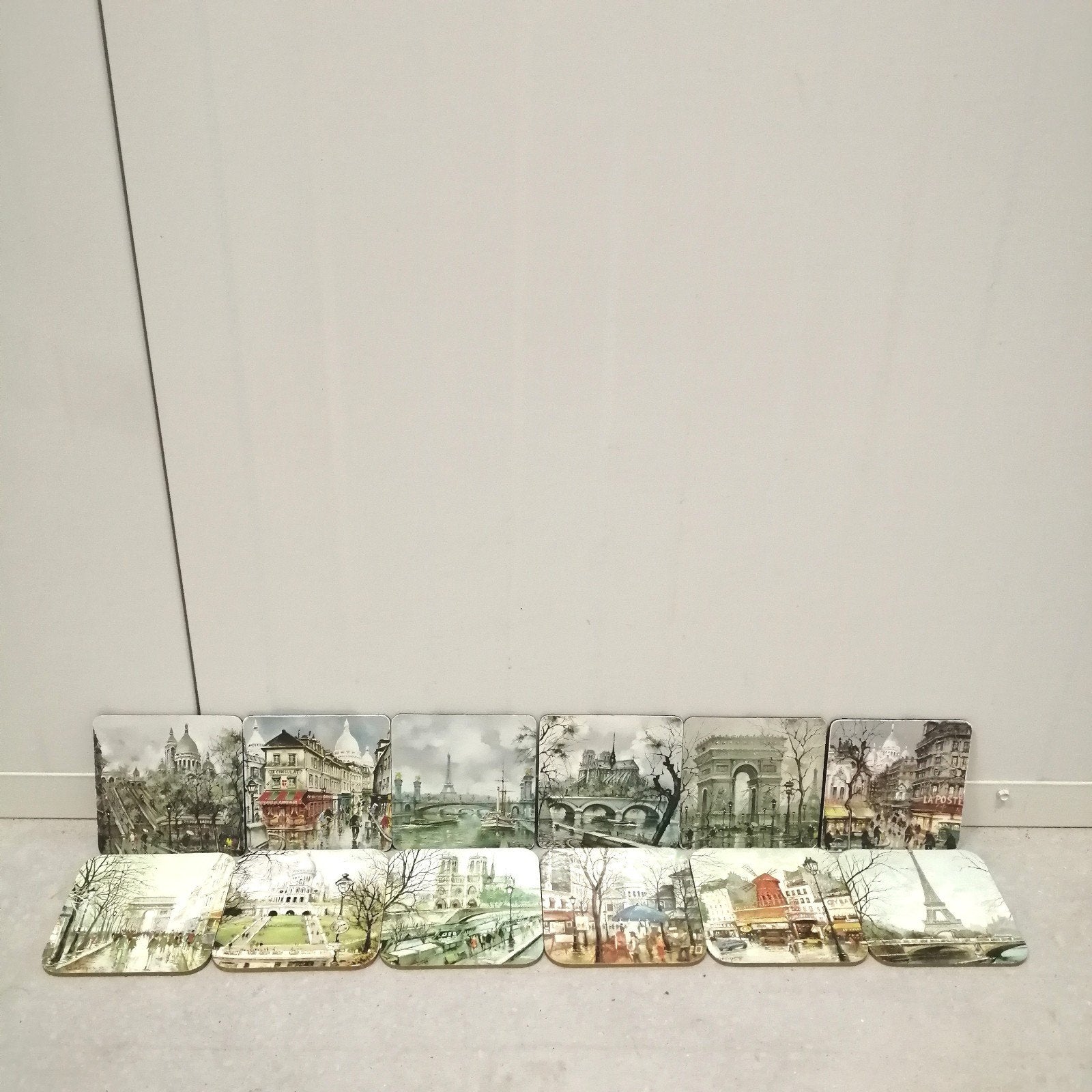 12x Parijs Onderzetters | 9.5 x 9.5 cm | Mancave, Gebruikt, ., Glasonderzetter, Meerkleurig