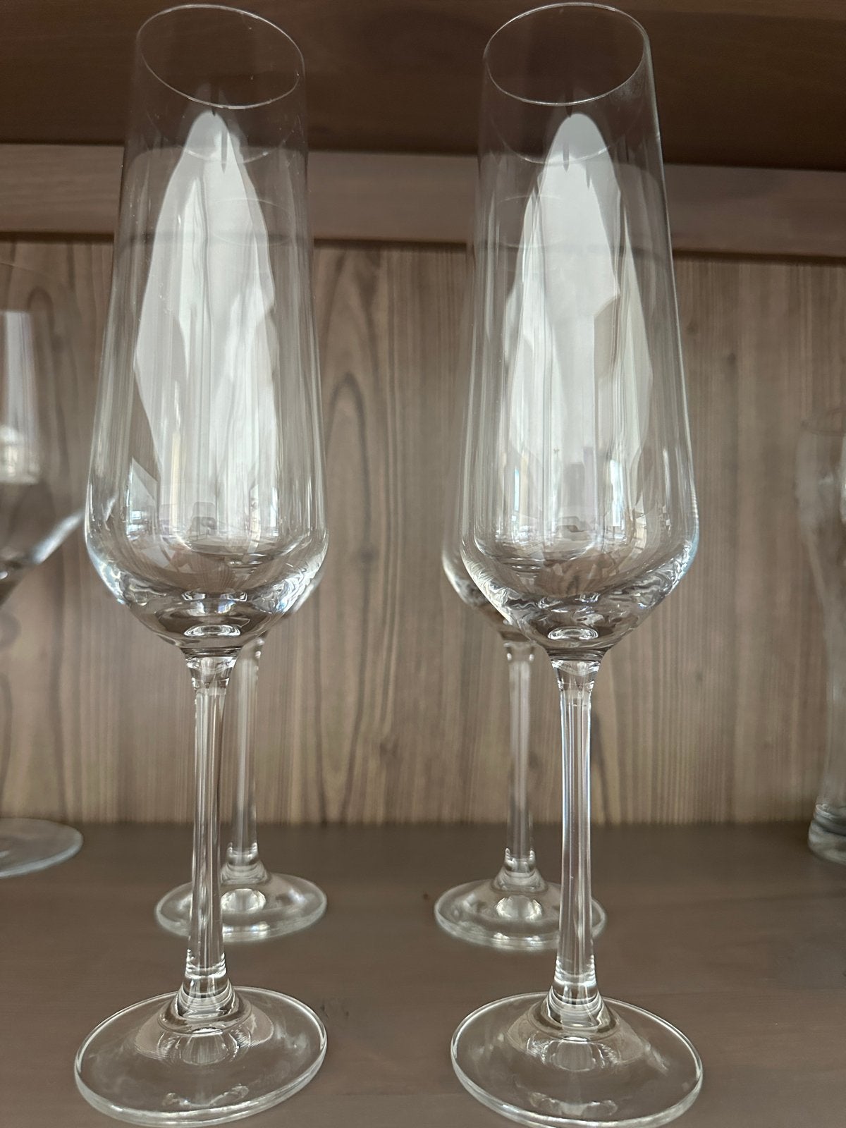 4 stuks champagneglazen, Huis en Inrichting, Keuken | Servies, Ophalen, Zo goed als nieuw, Glas, Glas of Glazen