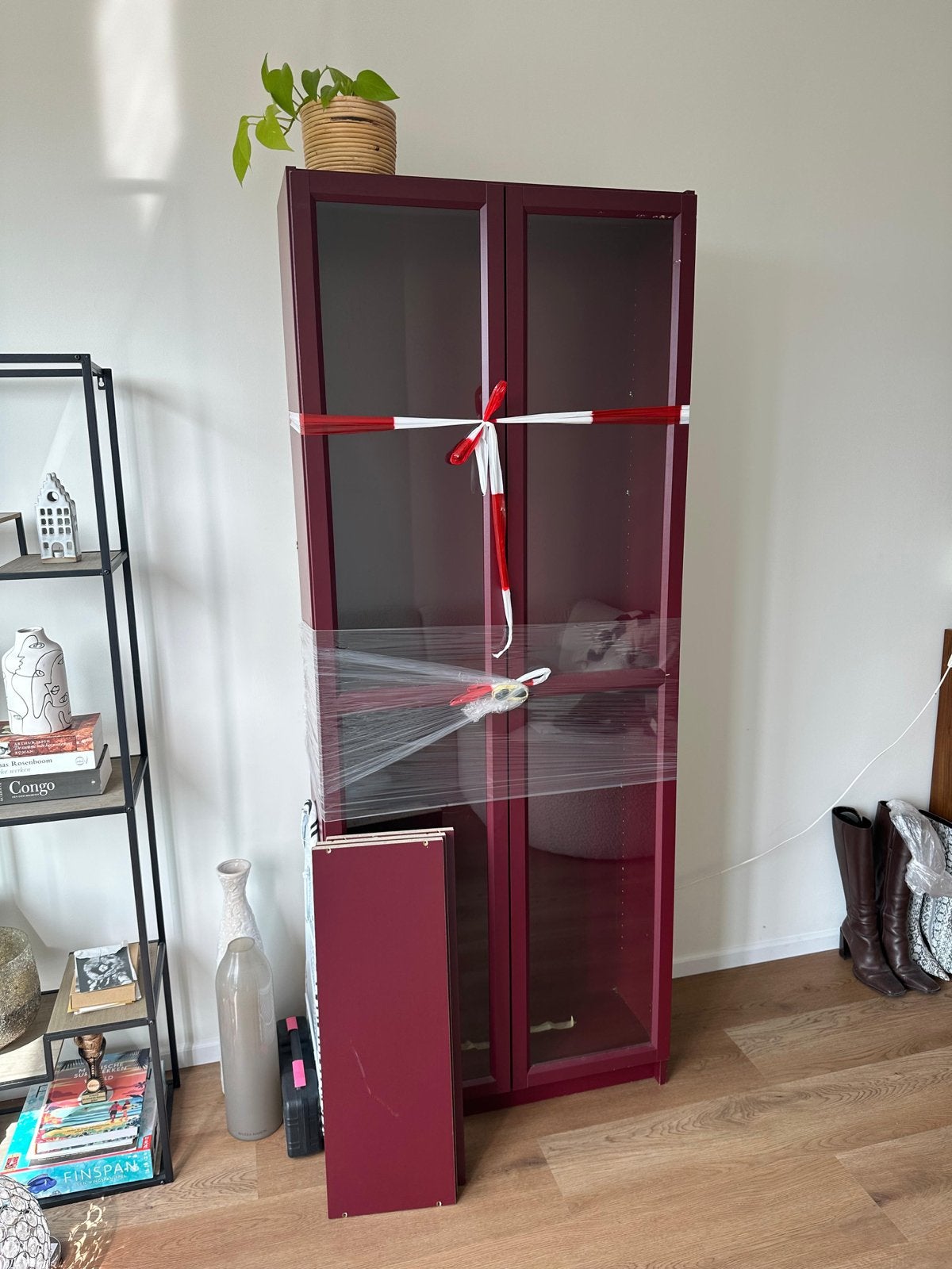 IKEA Billy/Oxberg Boekenkast - Bordeauxrood, Gebruikt, 200 cm of meer, 25 tot 50 cm, Overige houtsoorten