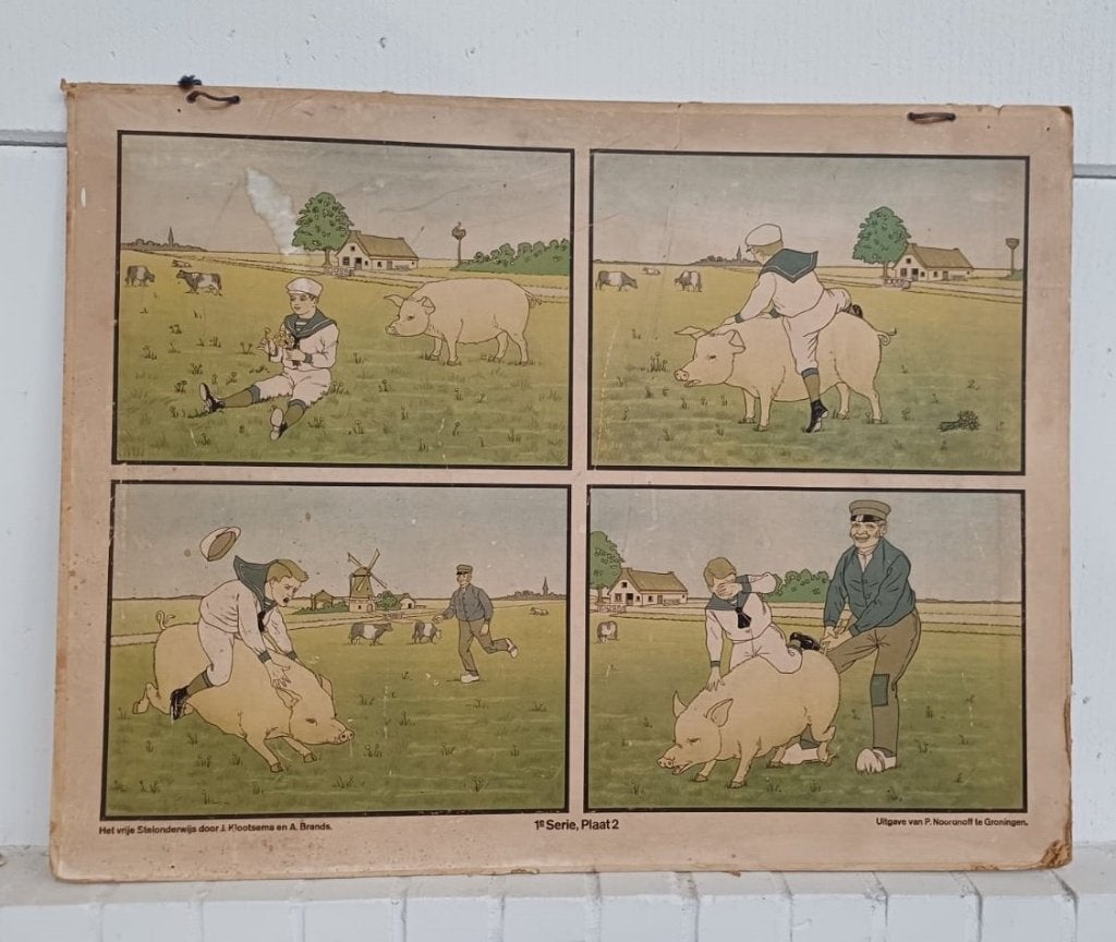 Vintage schoolplaat - Het Vrije Stelonderwijs - J, Klootsema, Ophalen, Overige thema's