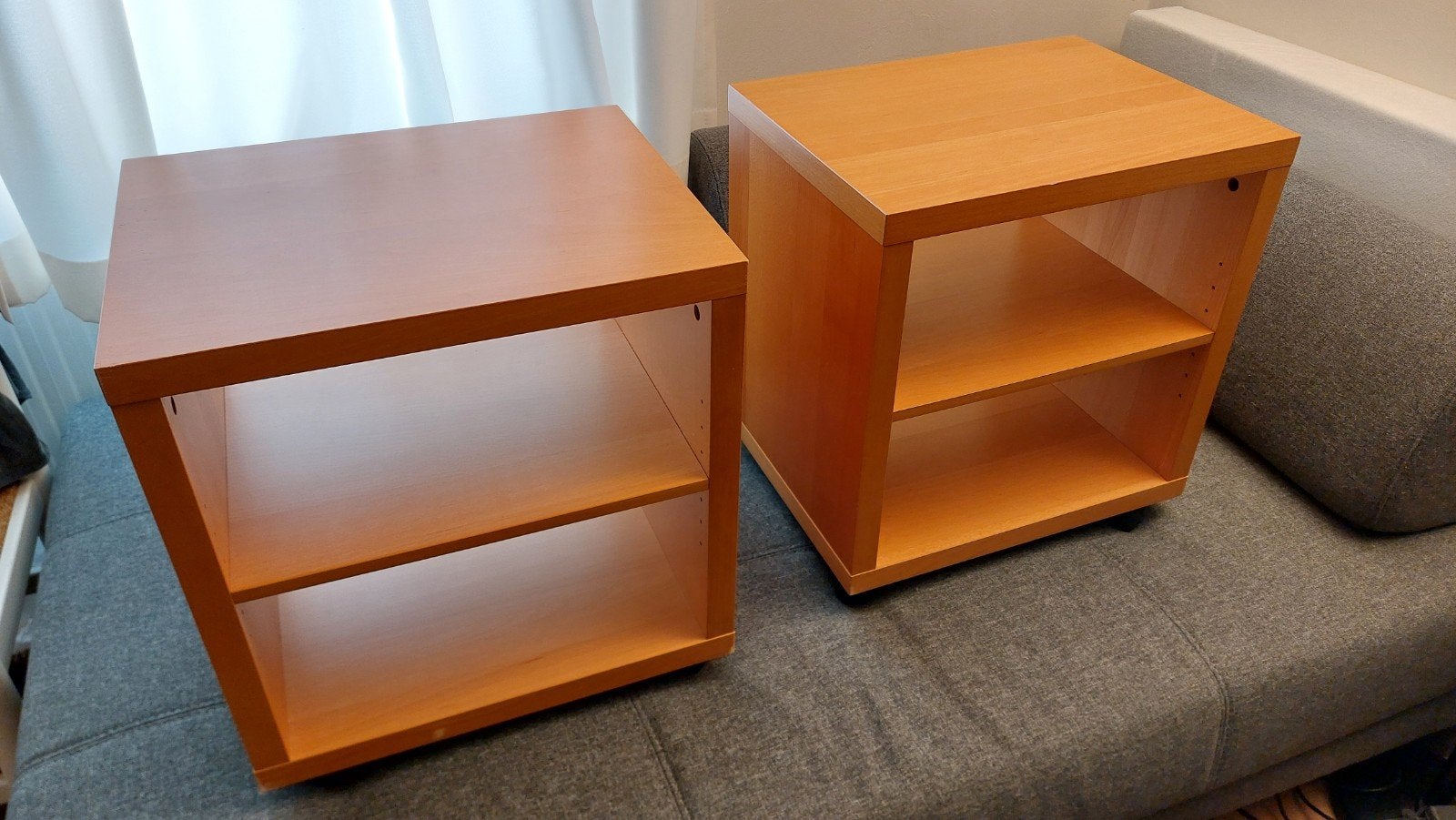 2x vintage IKEA CORRAS (nacht)kastjes op wielen (1999), Ophalen, Gebruikt