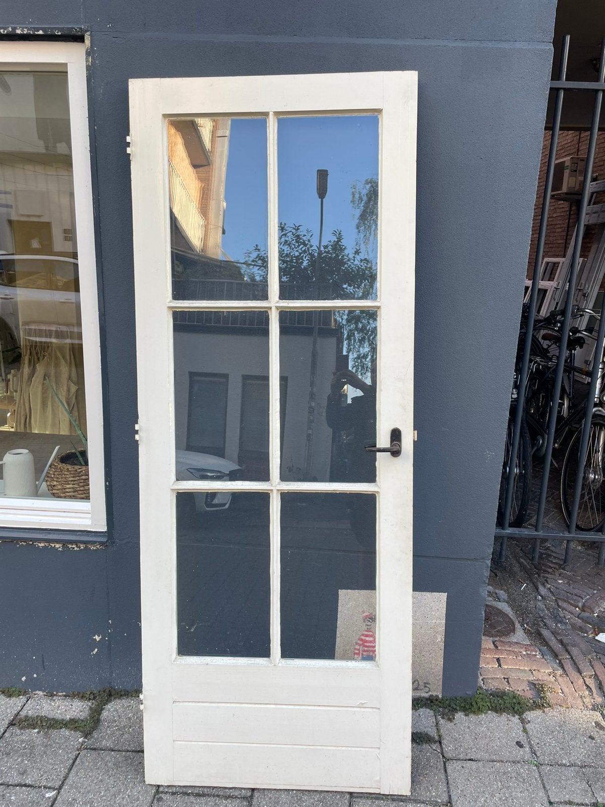 Deur enkel glas met roedes, Doe-het-zelf en Verbouw, Ophalen, Gebruikt, 200 tot 215 cm, Glas