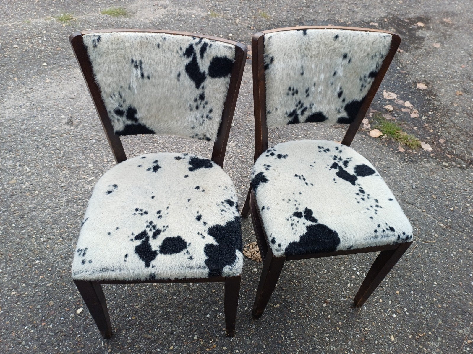 2x koeienprint stoel, Huis en Inrichting, Stoelen, Ophalen, Gebruikt, Bruin, Twee