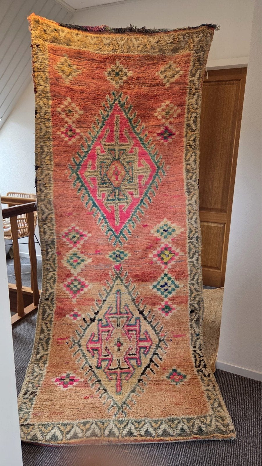 Vintage Marokkaans Beni mguild  vloerkleed 267x111 cm, 100 tot 150 cm, Ophalen of Verzenden, Rechthoekig, Gebruikt