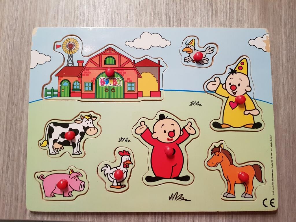 Bumba houten puzzel met boerderijdieren, Kinderen en Baby's, Speelgoed | Kinderpuzzels, 2 tot 4 jaar, Gebruikt, Ophalen of Verzenden