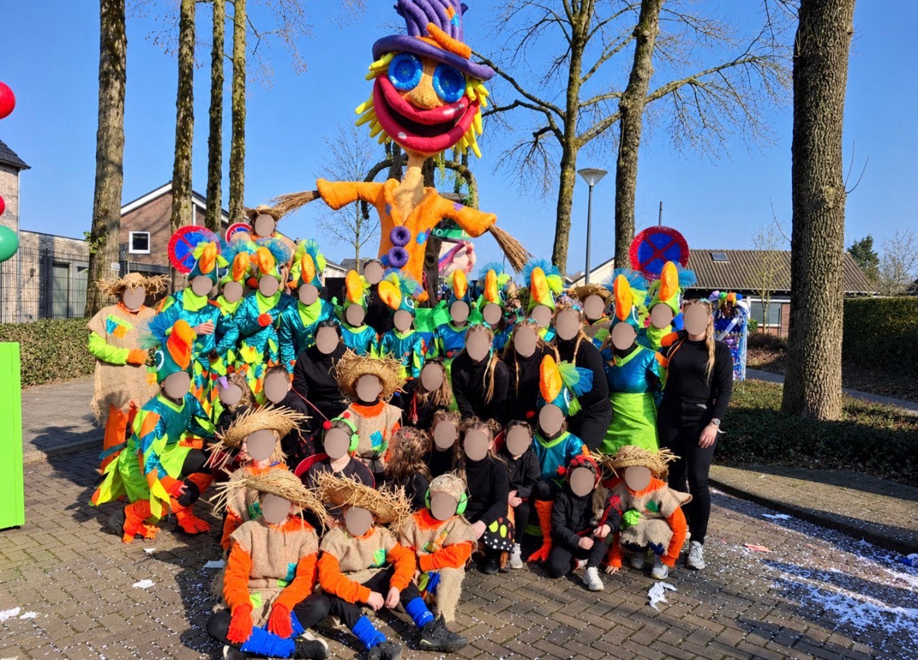 Carnaval kleurrijke groep vogel vogelverschrikker, Ophalen, Carnaval, Maat 42/44 (L), Kleding