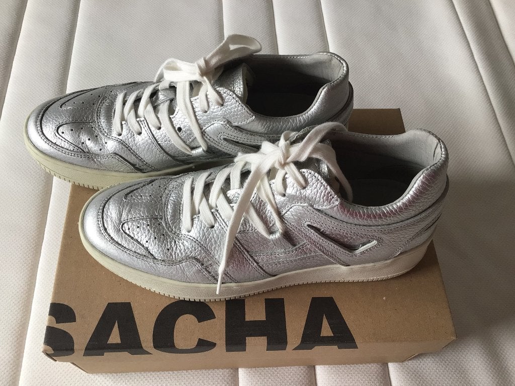 Sacha zilveren sneakers leer maat 39, Overige kleuren, Ophalen of Verzenden, Sacha, Sneakers of Gympen