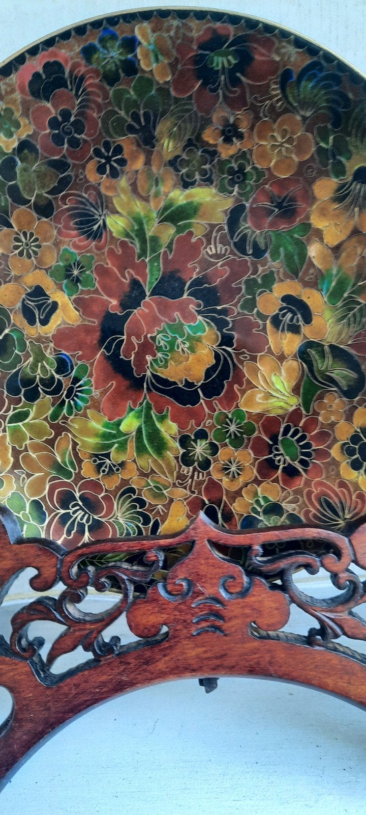 Cloisonné set: schaal met standaard en twee vazen, Antiek en Kunst, Ophalen of Verzenden