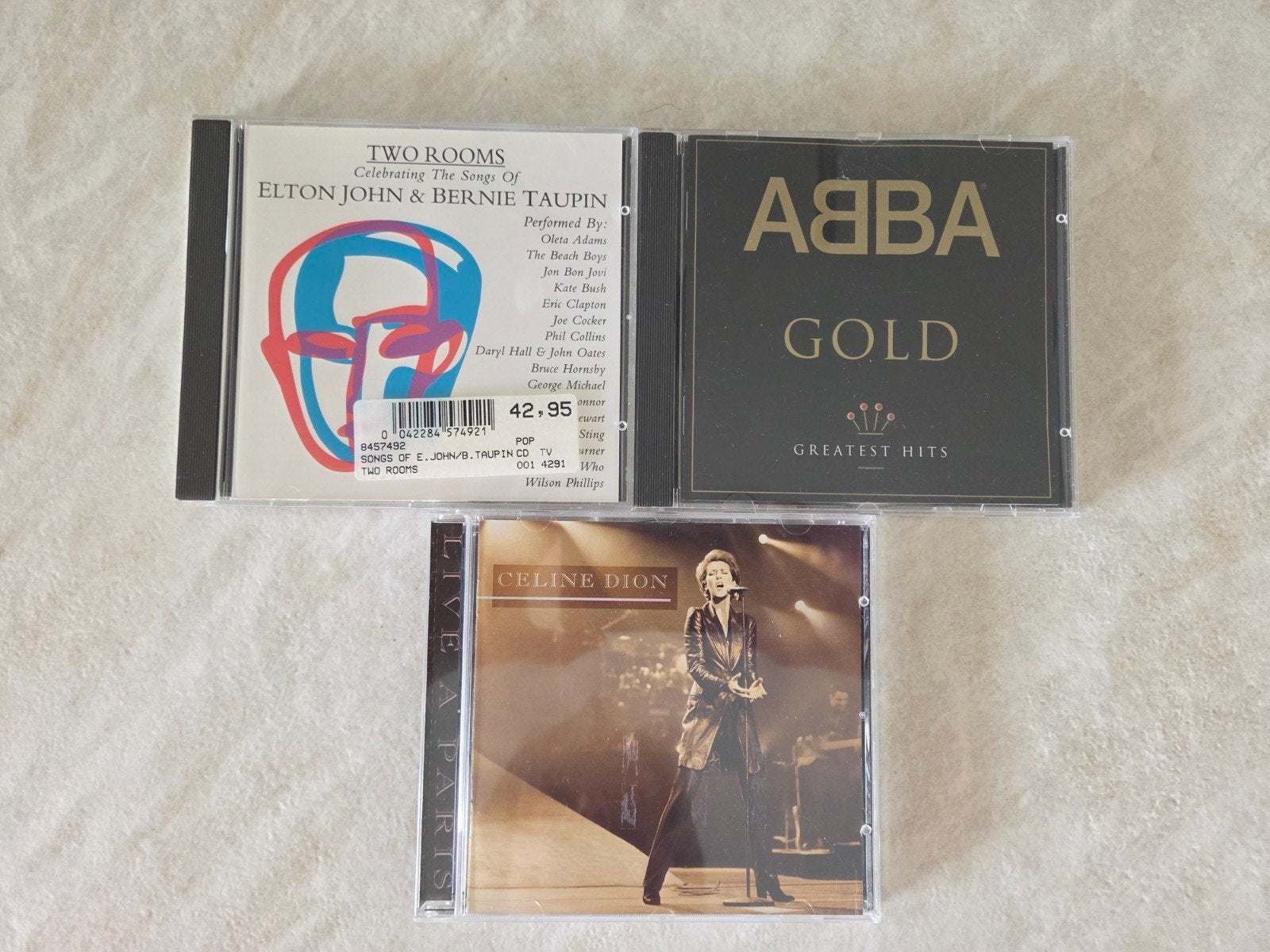 ABBA Gold, Elton John & Celine Dion CD's - 3 stuks, Ophalen of Verzenden, Gebruikt