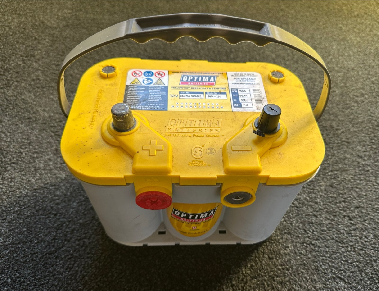 Optima Yellowtop Accu 12V 55Ah Startaccu Deep Cycle, Ophalen, Gebruikt, Universele onderdelen