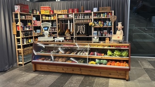 oude bakkers toonbank, bruin, Ophalen