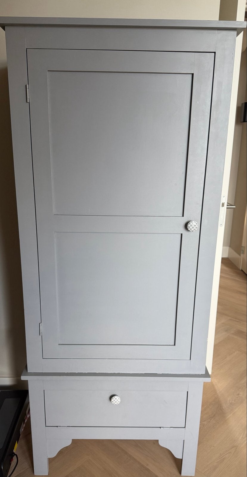 Kinderkast met planken en hanggedeelte - Grijs, Kinderen en Baby's, Kinderkamer | Commodes en Kasten, Ophalen, Gebruikt, 105 cm of meer
