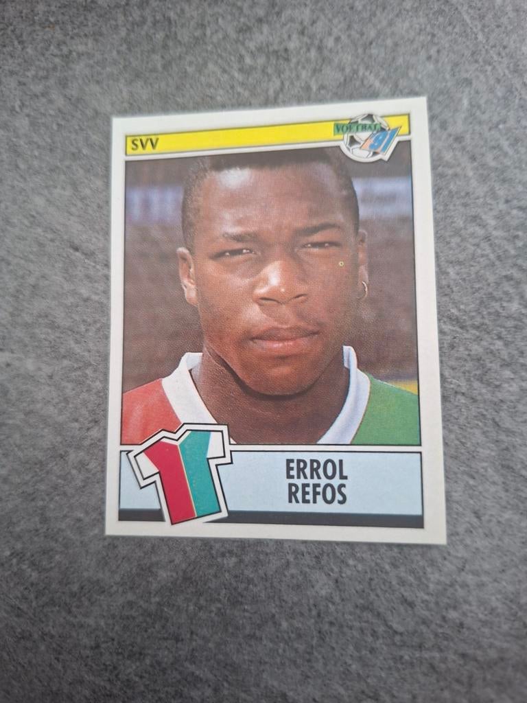 Panini sticker Voetbal 91. Speler Errol Refos SVV Schiedam., Ophalen of Verzenden, Zo goed als nieuw, Sticker