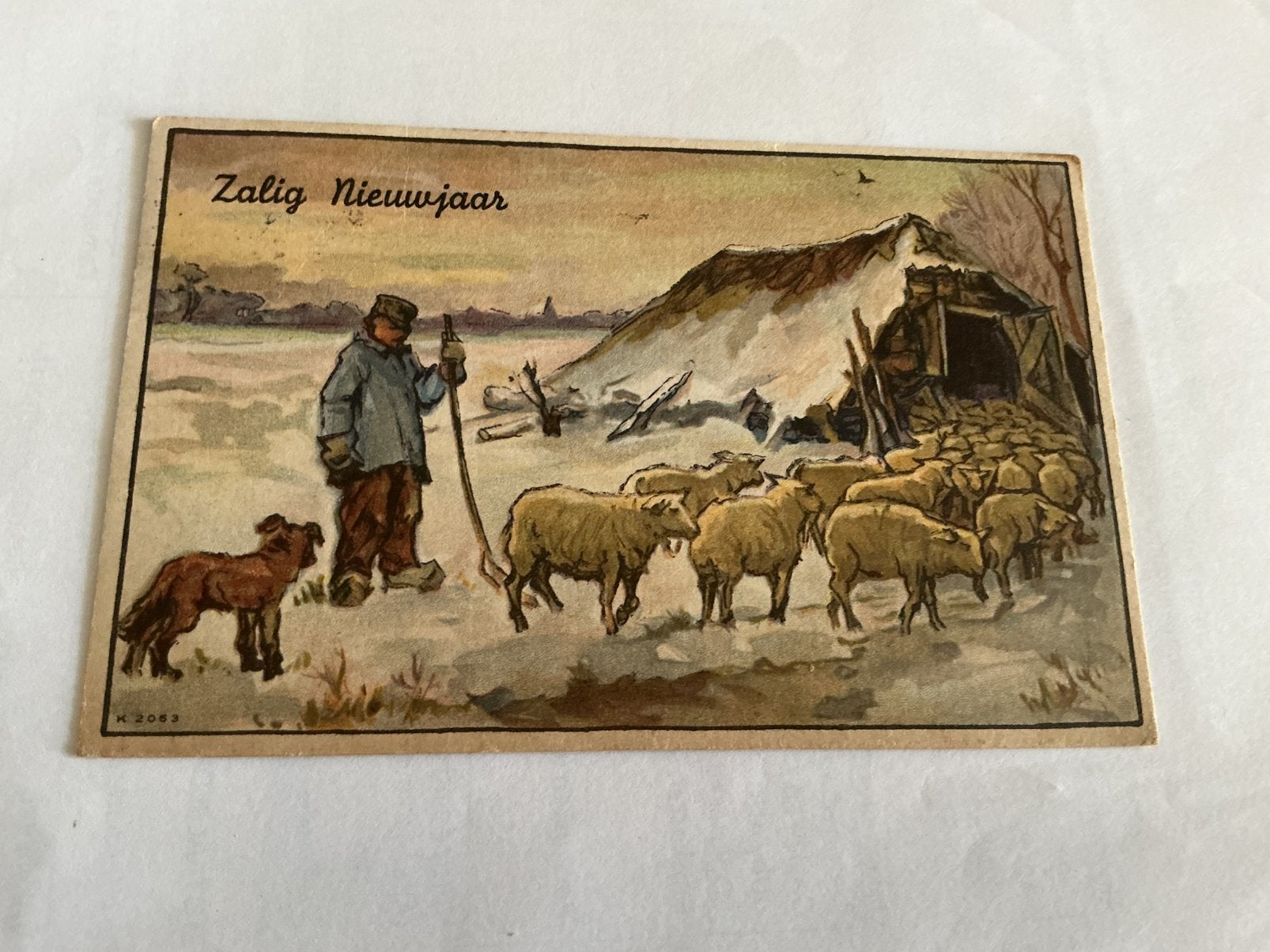 O609 Zalig Nieuwjaar schapen, Ophalen of Verzenden