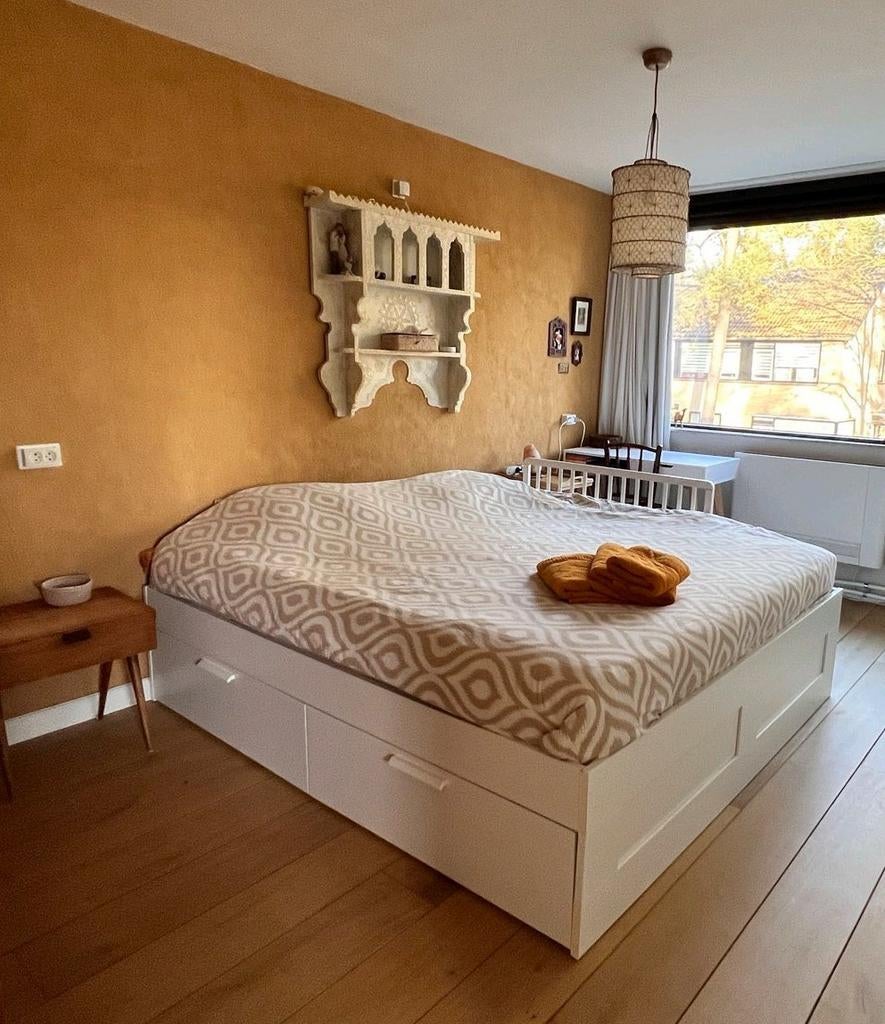 Ikea Brimnes bed wit 180x200 met lades, Huis en Inrichting, Slaapkamer | Bedden, Zo goed als nieuw, Tweepersoons, 180 cm, 200 cm