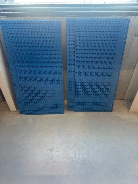 4 blauwe gereedschapsborden, waarvan 1 met stickerresten, Ophalen, Gebruikt, Minder dan 70 cm