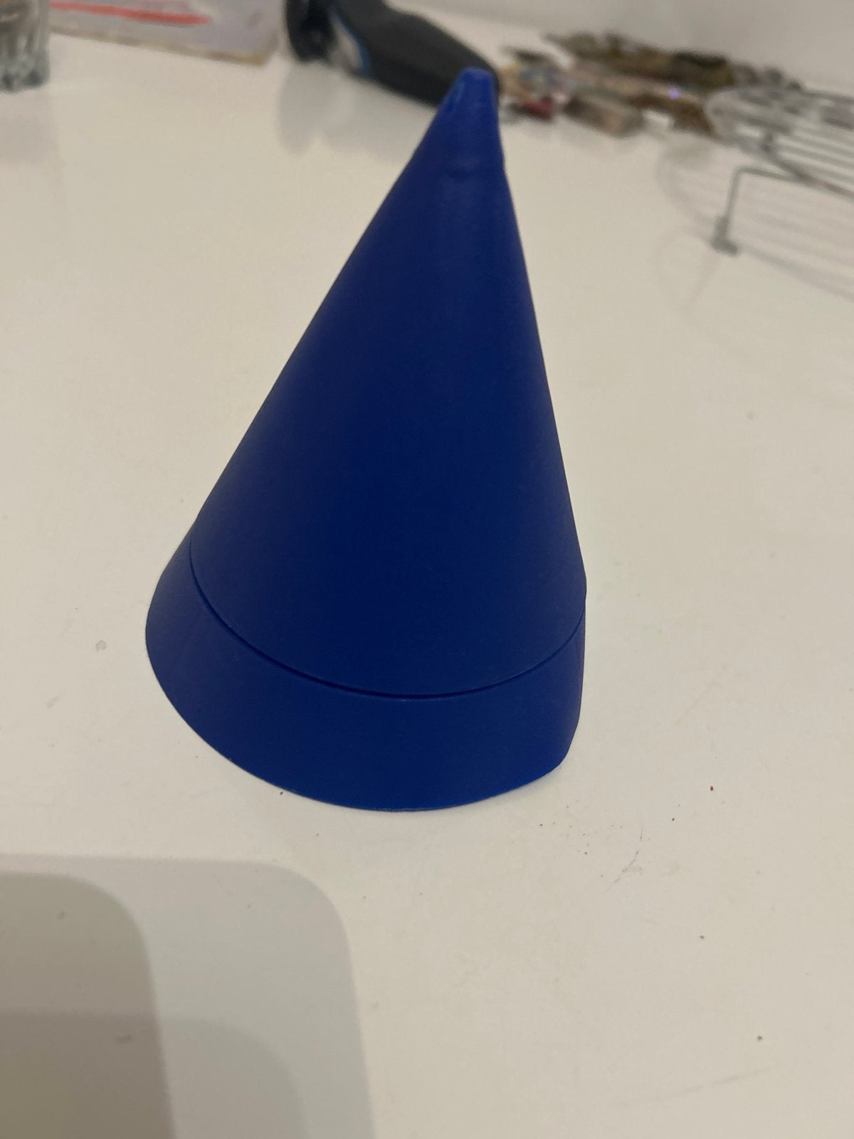 Blauwe siliconen ringhouder in kegelvorm, Ophalen of Verzenden, Zo goed als nieuw