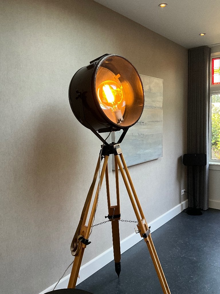 Oude filmspot lamp, Ophalen, Gebruikt, Glas, 150 tot 200 cm