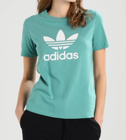 Adidas Originals TREFOIL TEE t-shirt met print groen maat 36, Adidas, Nieuw, Ophalen of Verzenden, Fitness of Aerobics