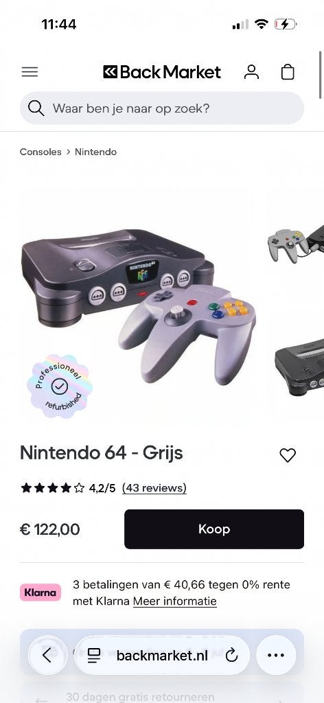Nintendo 64, Ophalen, Zo goed als nieuw, Met 1 controller