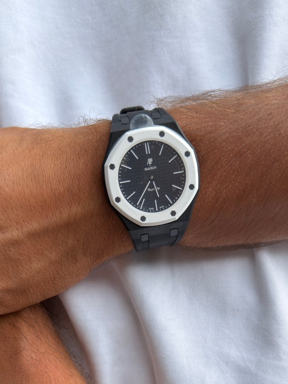 AP x Swatch Royal Pop Horlogebandje Zwart, --, Nieuw, Ophalen of Verzenden, --