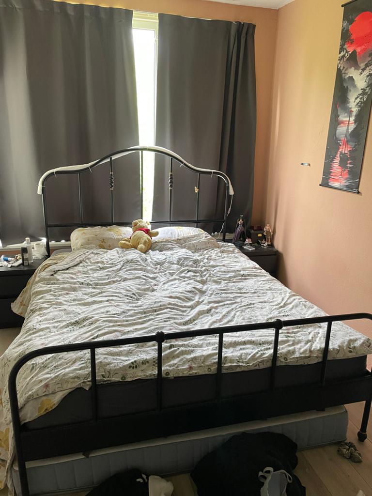 Sagstua bed 160x200 met verstelbare lattenbodems, Huis en Inrichting, Slaapkamer | Bedden, Ophalen, Zwart, Tweepersoons, 200 cm