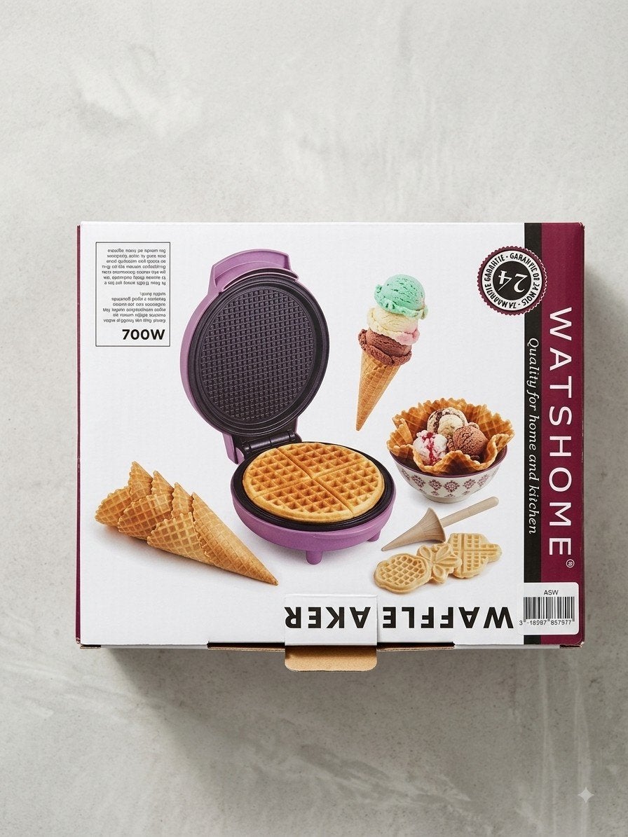 WatsHome Wafelijzer - Wafel en IJshoorntjes Maker 700W, Ophalen, Nieuw