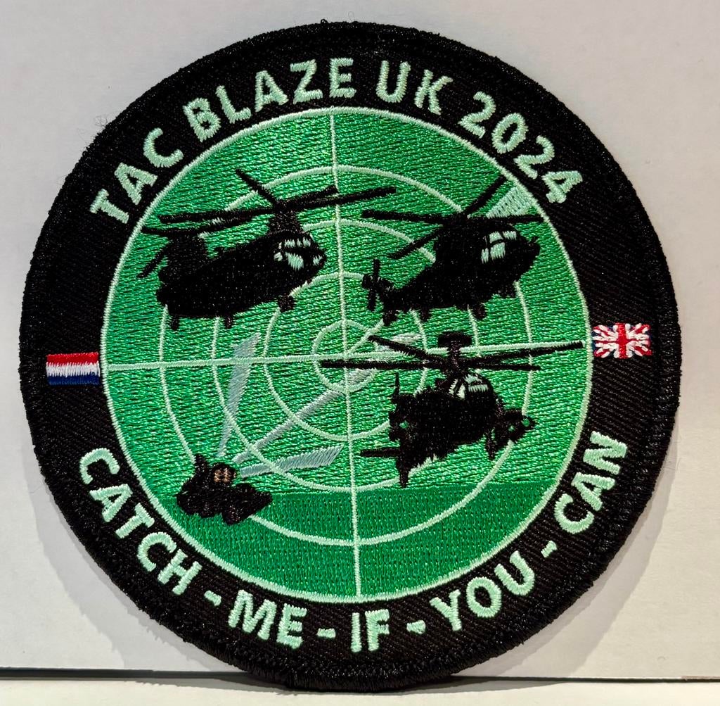 Patch TAC BLAZE 2024 - 298, 300 en 301 Squadron, Ophalen of Verzenden, Zo goed als nieuw, Patch, Badge of Embleem
