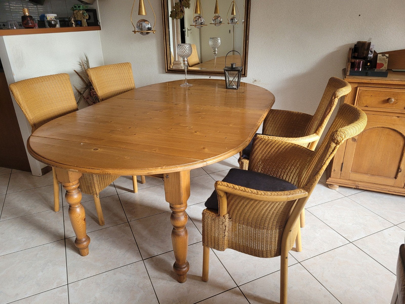 Grenen eetkamertafel, Ophalen, Gebruikt, 100 tot 150 cm, 150 tot 200 cm