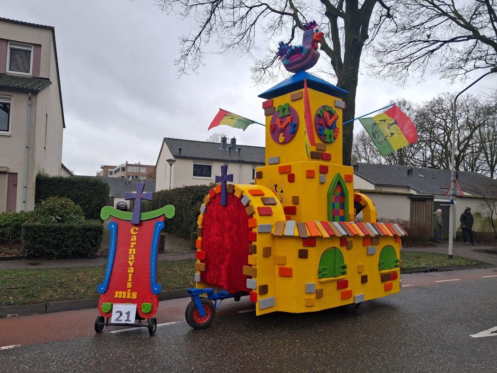 Carnavalswagen Kerk/Klokkentoren - Uniek en Feestelijk, Ophalen, Gebruikt, Meerkleurig, Hout
