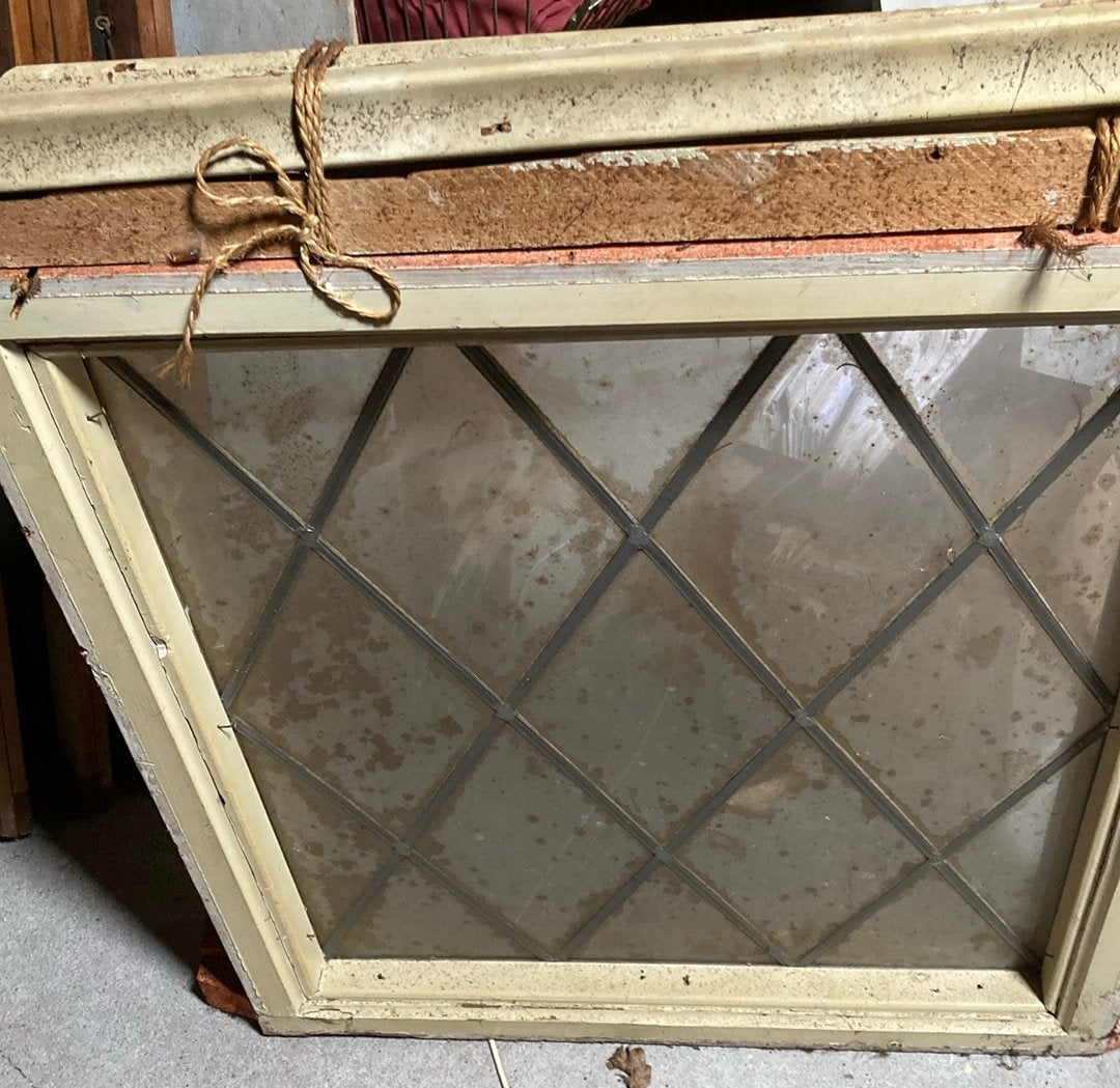 Een heel oud glas in lood raam, Ophalen, Rechthoekig, Minder dan 50 cm