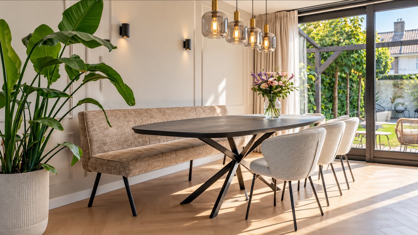 WHOON Montpellier eettafel zwart eiken, zo goed als nieuw