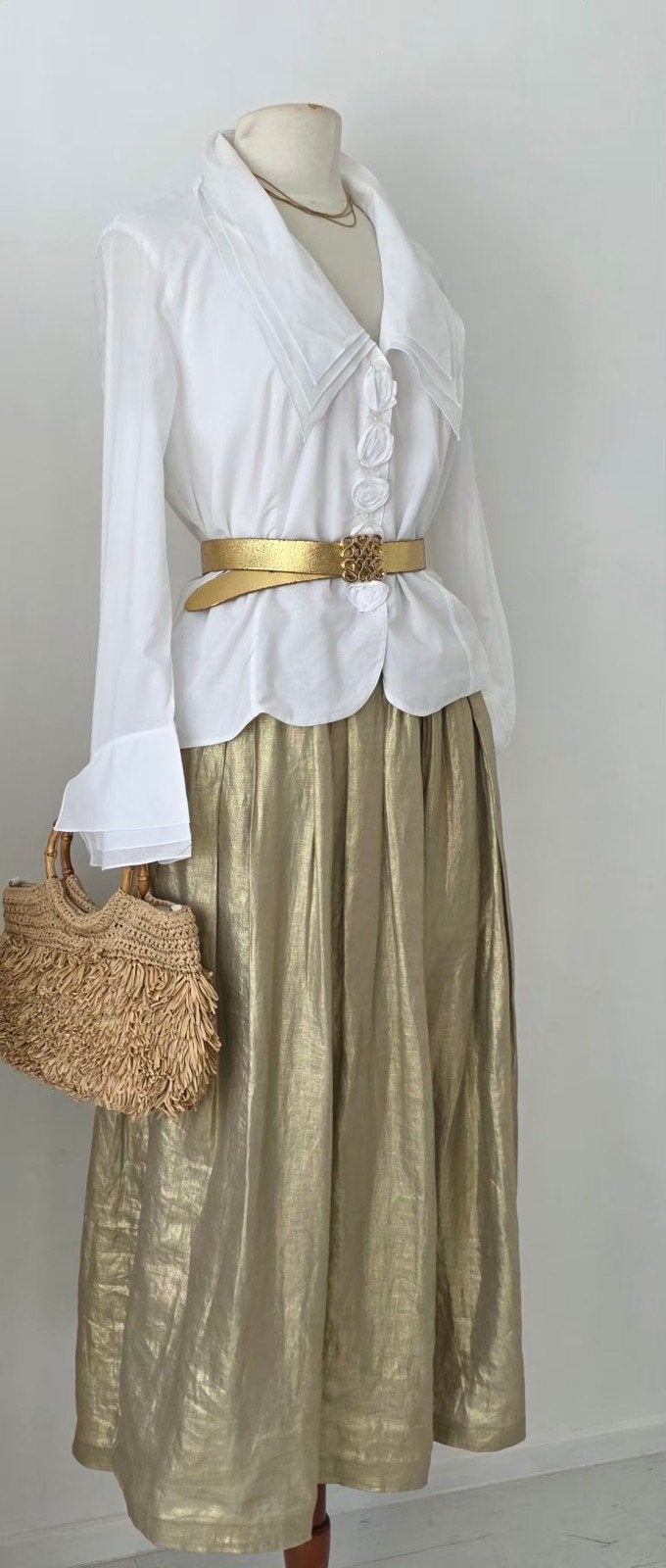 Femmes du Sud goudkleurige midi/maxi rok 40/42, Purdey Femmes du Sud, Verzenden, Goud, Onder de knie