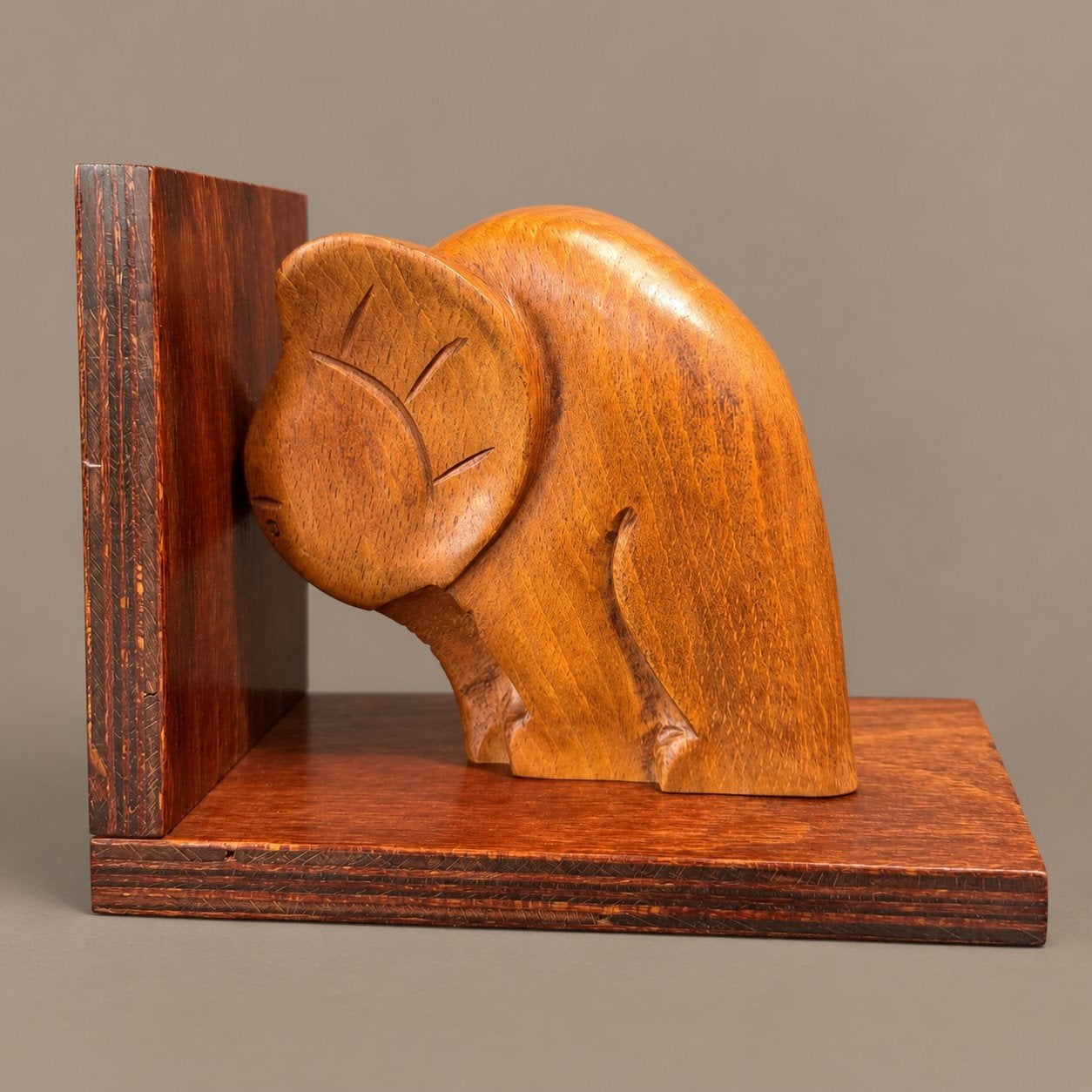 Vintage Boekensteun Olifant - Mid-Century Houtsnijwerk, Ophalen of Verzenden