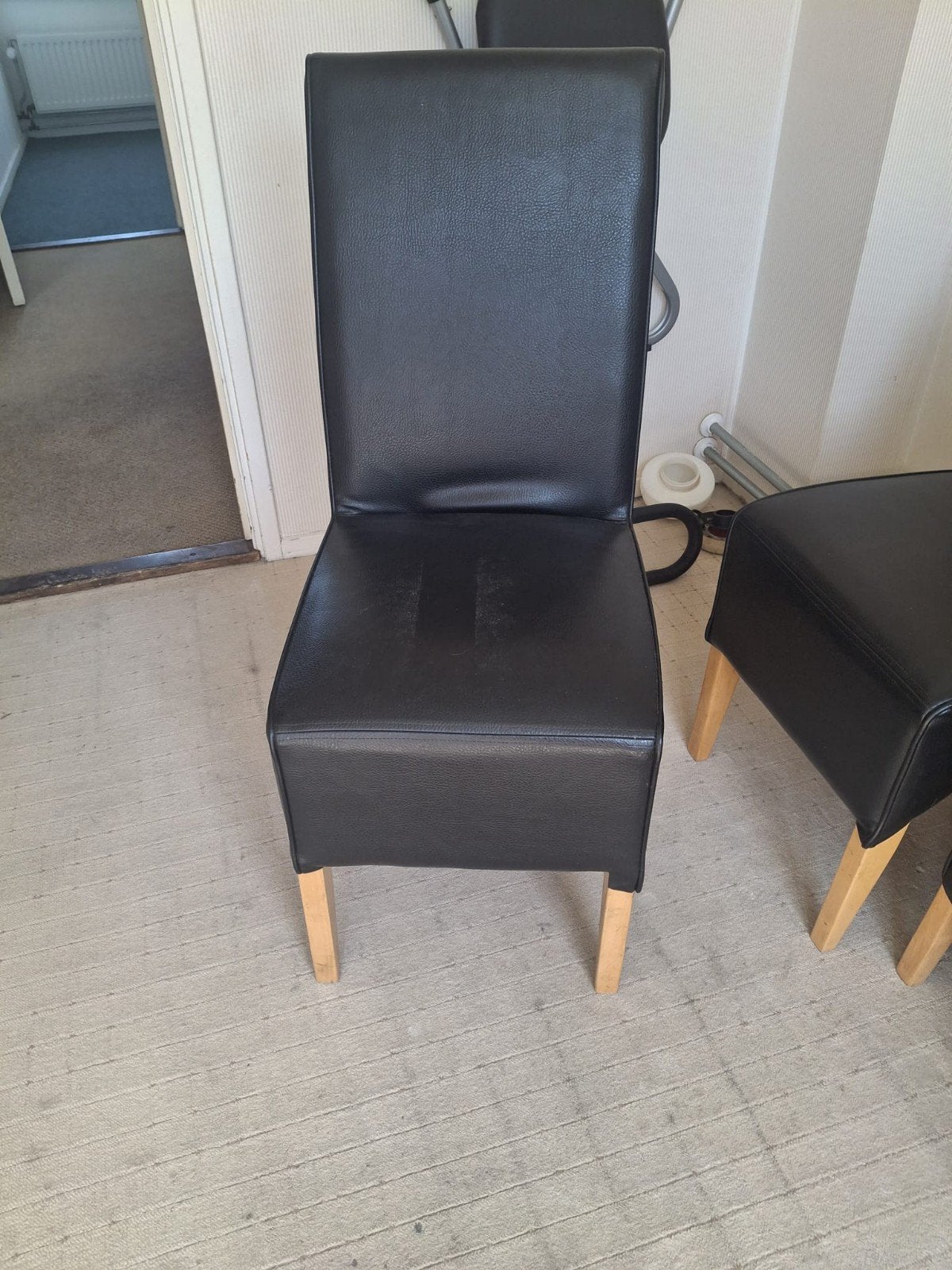 4 Eetkamerstoelen, Ophalen, Gebruikt, Zwart, Leer