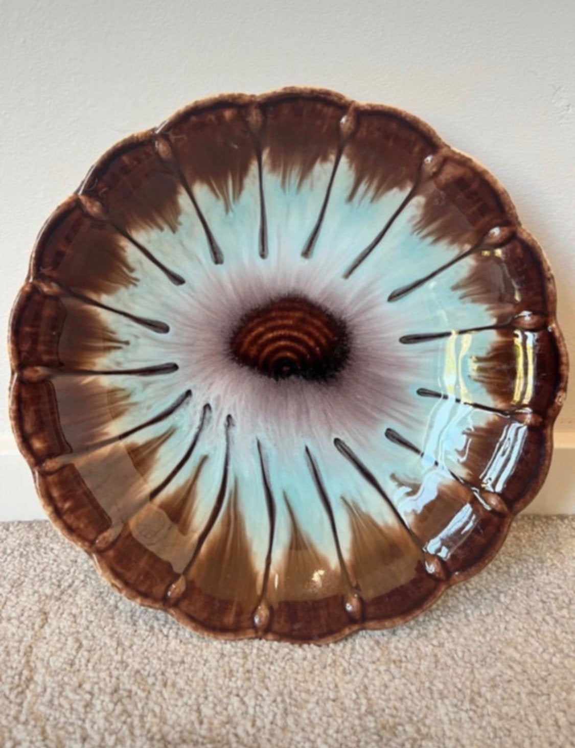 Prachtig vintage bord/schaal, 22,5x3cm. 60s 70s retro schelp, Verzenden