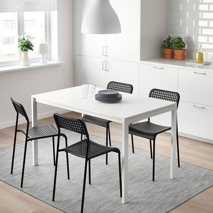 Witte eettafel, bureau Ikea Melltorp, Ophalen, Kunststof, Gebruikt, 100 tot 150 cm