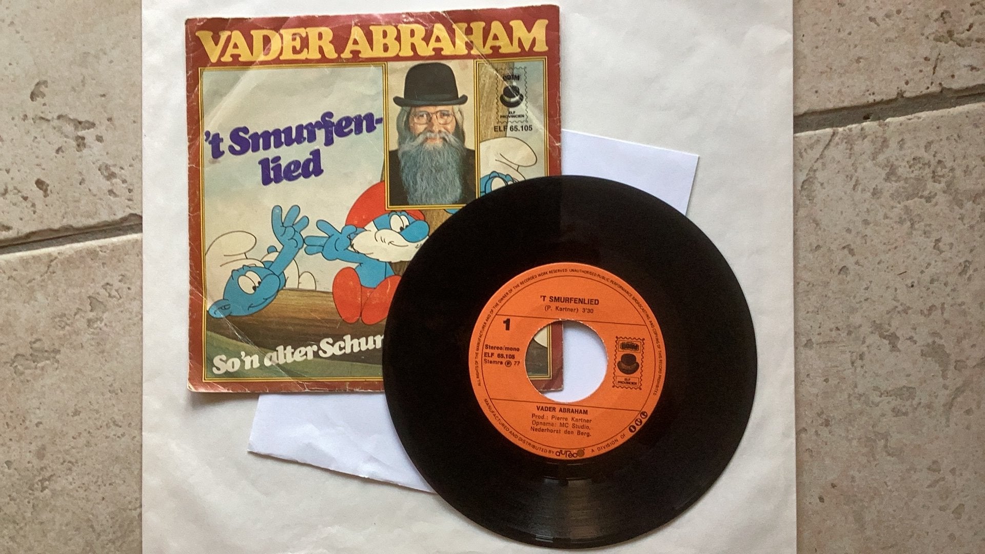 Single Vader Abraham - Smurfenlied, Ophalen of Verzenden, Gebruikt, 7 inch, Levenslied of Smartlap