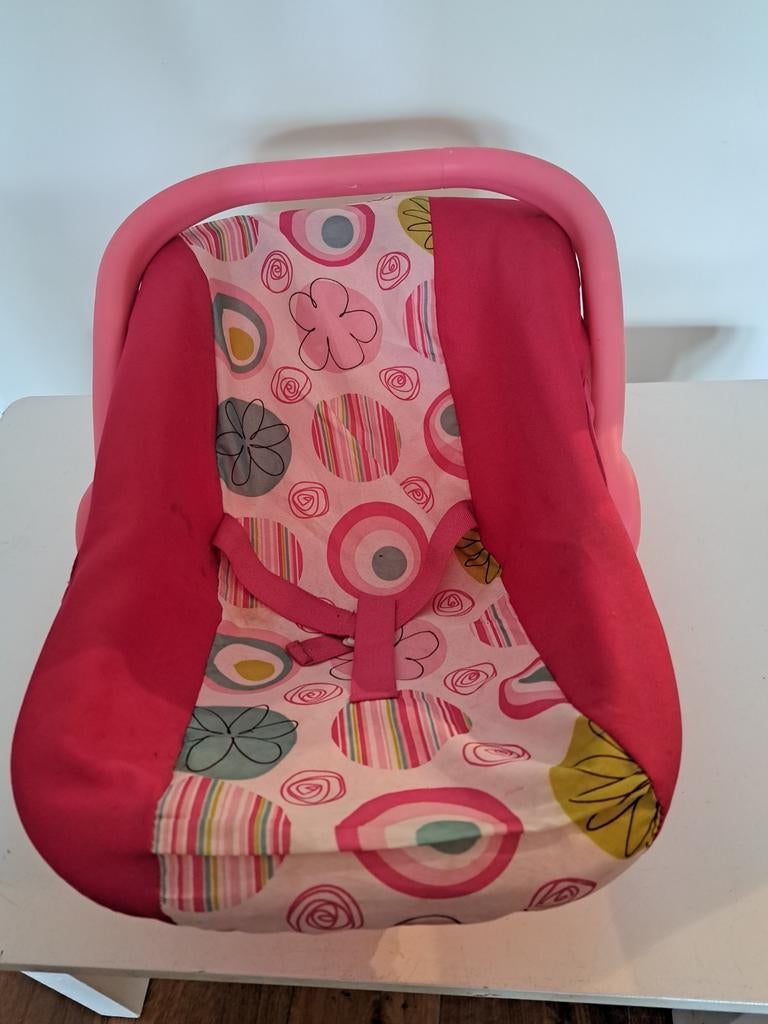 Poppen Maxi-Cosi - Roze met vrolijk patroon, Ophalen, Gebruikt, Babypop