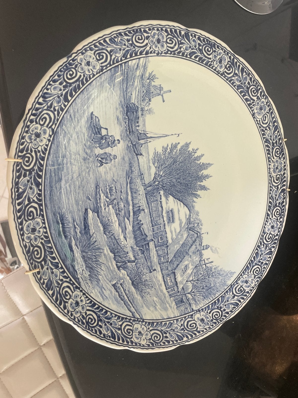 Antiek Delfts Blauw Wandbord - Boch België, Antiek en Kunst, Antiek | Wandborden en Tegels, Ophalen of Verzenden