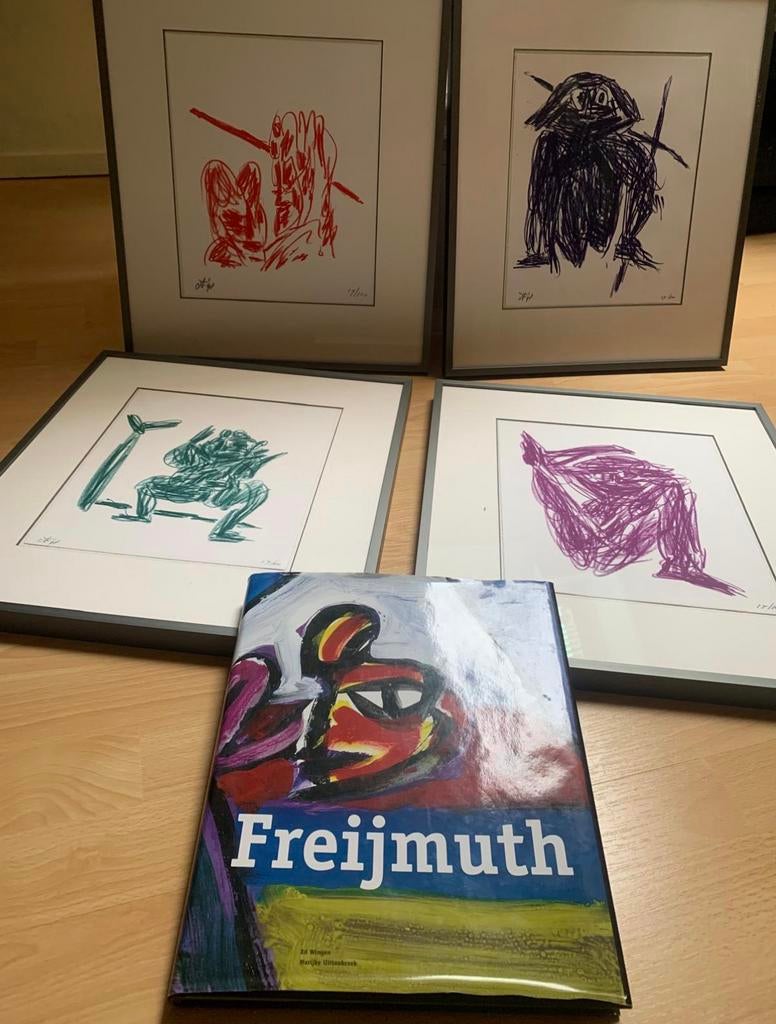 Vier gesigneerde zeefdrukken van Alphons Freijmuth, Ophalen of Verzenden