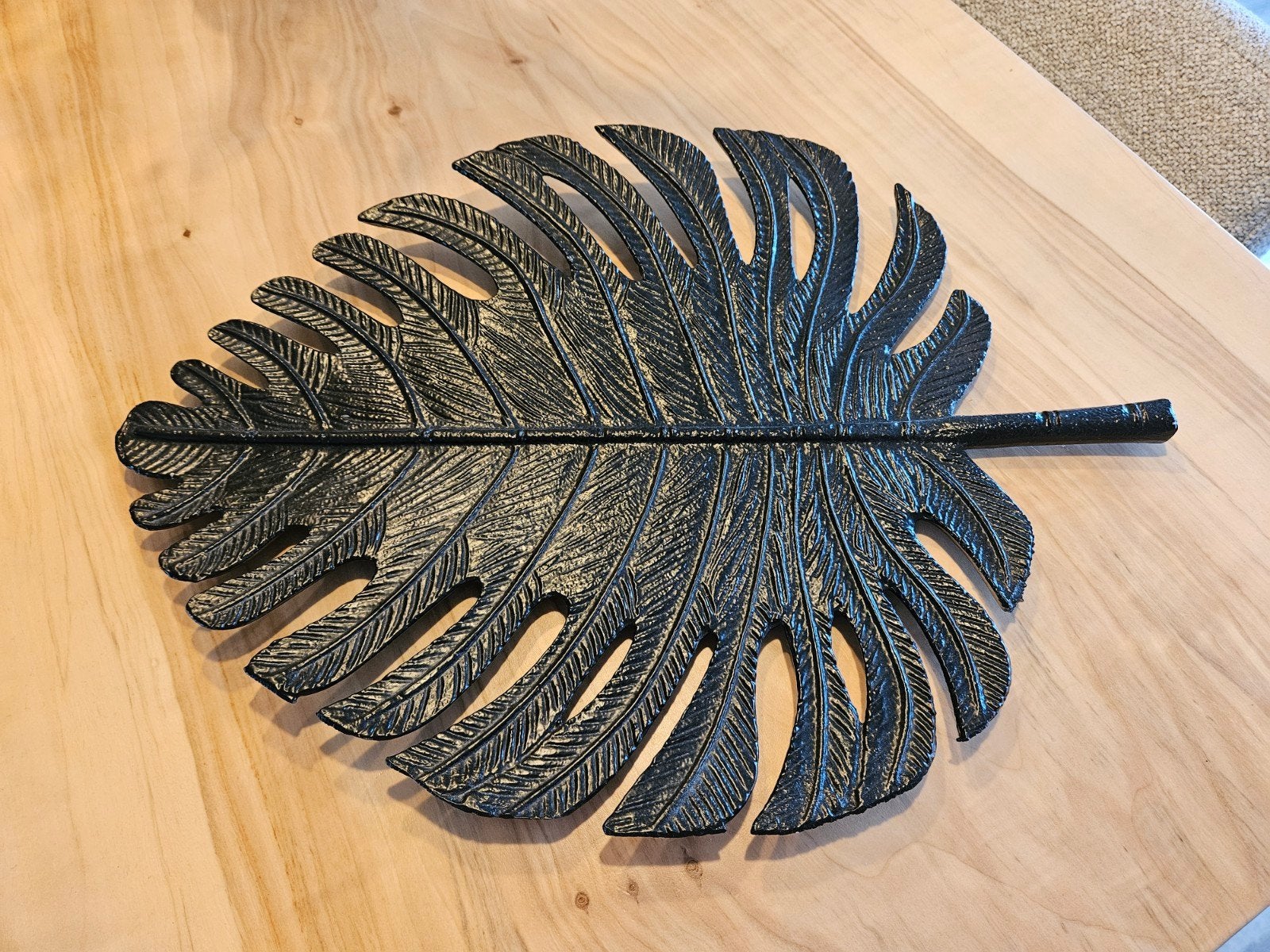 Decoratieve Monstera Blad Schaal/Wanddecoratie, Ophalen, Zwart, Zo goed als nieuw, Metaal