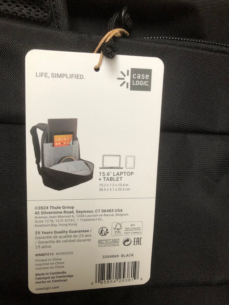 Case Logic Jaunt Laptop Backpack 19L., Computers en Software, 15 inch, Nieuw, Ophalen of Verzenden, Zwart