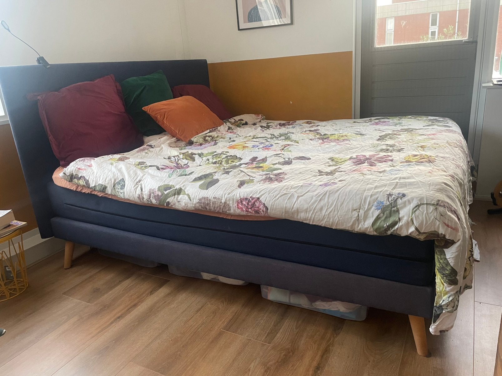 Boxspring 180 x 220 cm van Swiss Sense, Ophalen, Gebruikt, Blauw, Tweepersoons