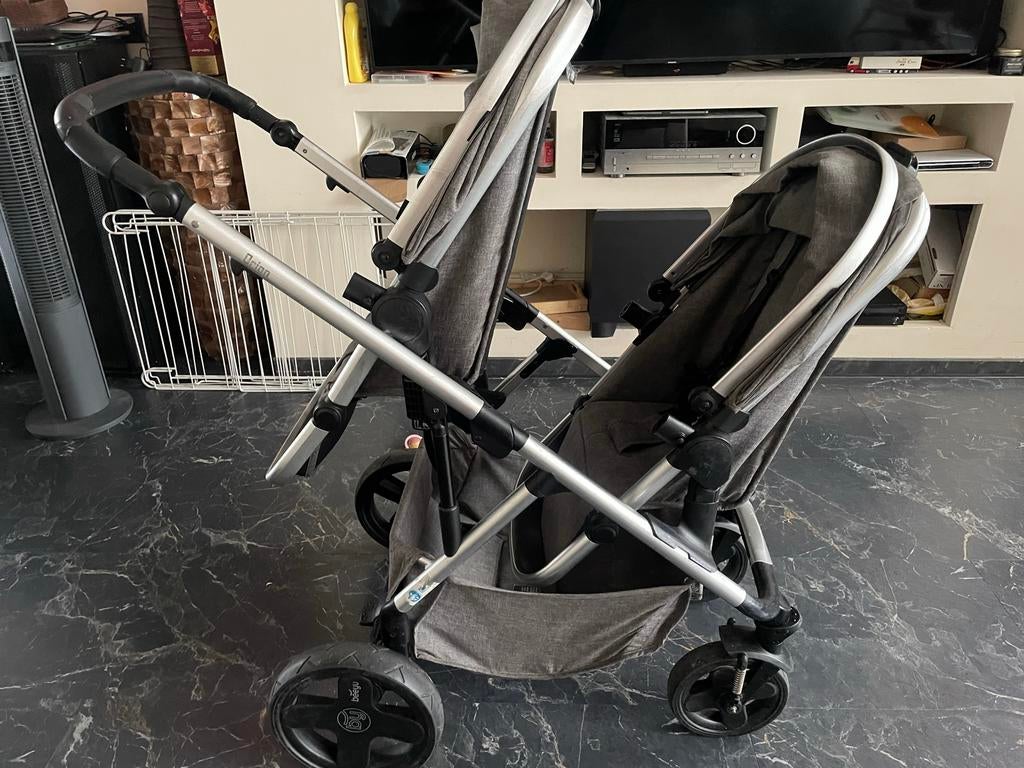 Titanium Orion Beeyu duokinderwagen grijs, Overige merken, Gebruikt, Duowagen, Ophalen of Verzenden